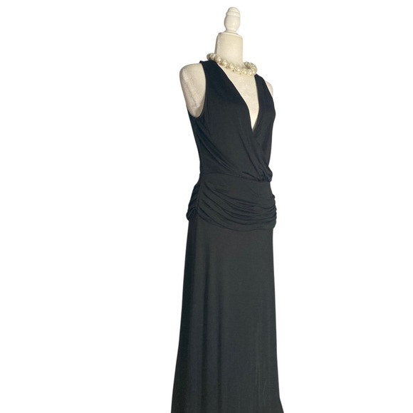 Paula Hermanny Black Maxi Dress NWT Evening Gown with Deep V Neck Open Back - Picture 6 of 11